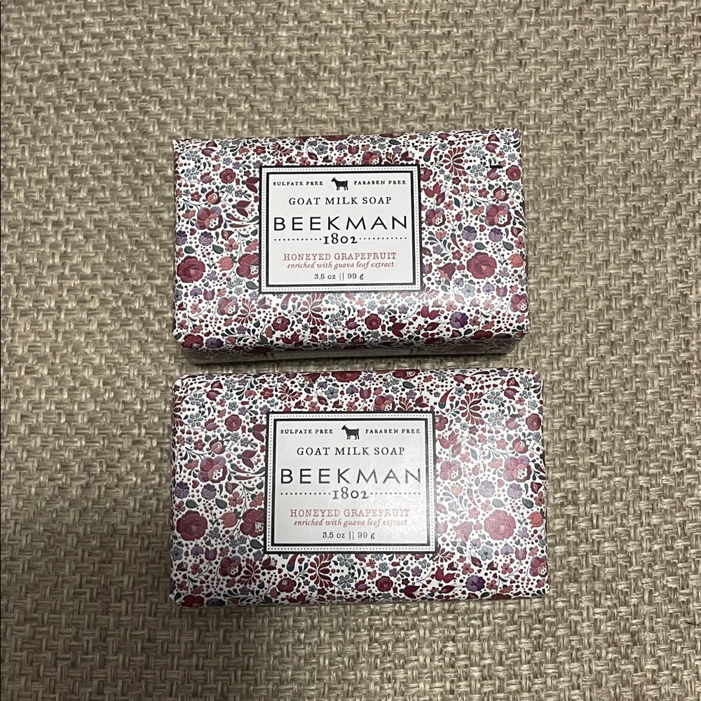 Two BEEKMAN 1802 Honeyed Grapefruit Goat Milk Soap 3 oz Bars